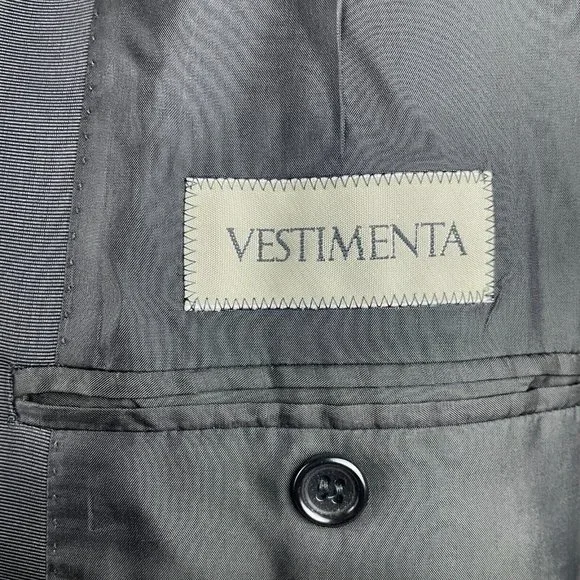 Vestimenta 2-Piece Suit Jacket Men's Size 40R Black Wool with Vest Made in Italy